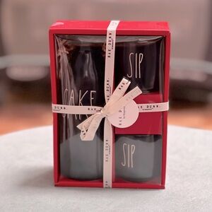 Rae Dunn Sake and Sip gift set black